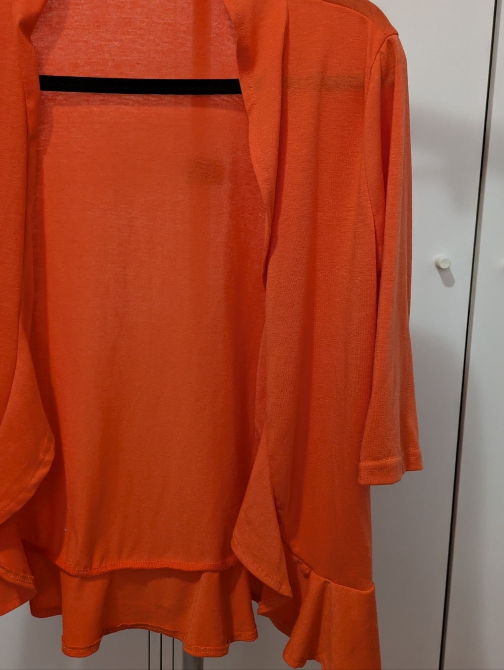Bright Orange Open Front Ruffle Cardigan - Picture 4 of 5
